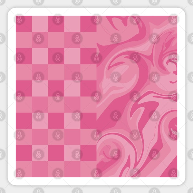 Checks and Swirls in Pink Sticker by LAEC